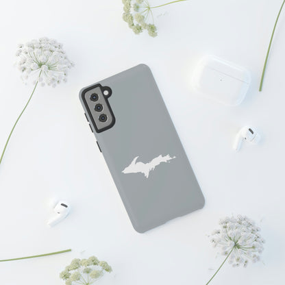 Michigan Upper Peninsula Tough Phone Case (Silver w/ UP Outline) | Samsung & Pixel Android