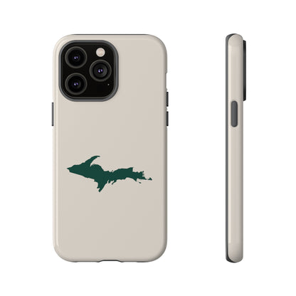 Michigan Upper Peninsula Tough Phone Case (Canvas Color w/ Green UP Outline) | Apple iPhone