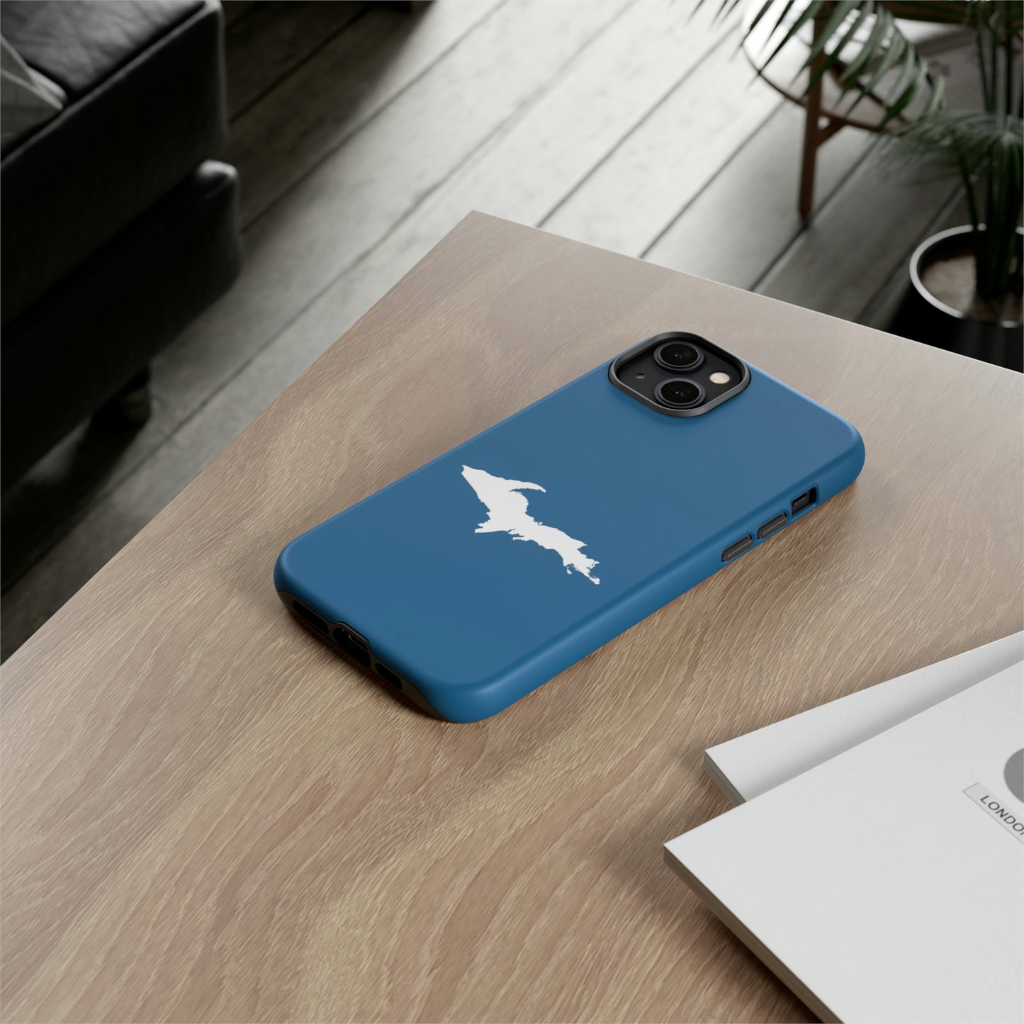 Michigan Upper Peninsula Tough Phone Case (Blueberry w/ UP Outline) | Apple iPhone