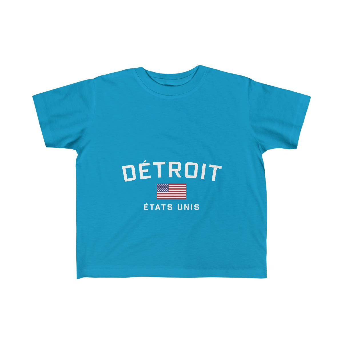 'Détroit États Unis' T-Shirt (w/USA Flag Outline) | Toddler Short Sleeve - Circumspice Michigan