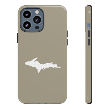 Michigan Upper Peninsula Tough Phone Case (Petoskey Stone Beige w/ UP Outline) | Apple iPhone