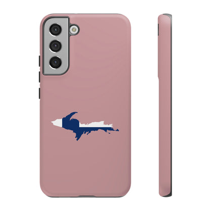 Michigan Upper Peninsula Tough Phone Case (Cherry Blossom Pink w/ UP Finland Flag Outline) | Samsung & Pixel Android