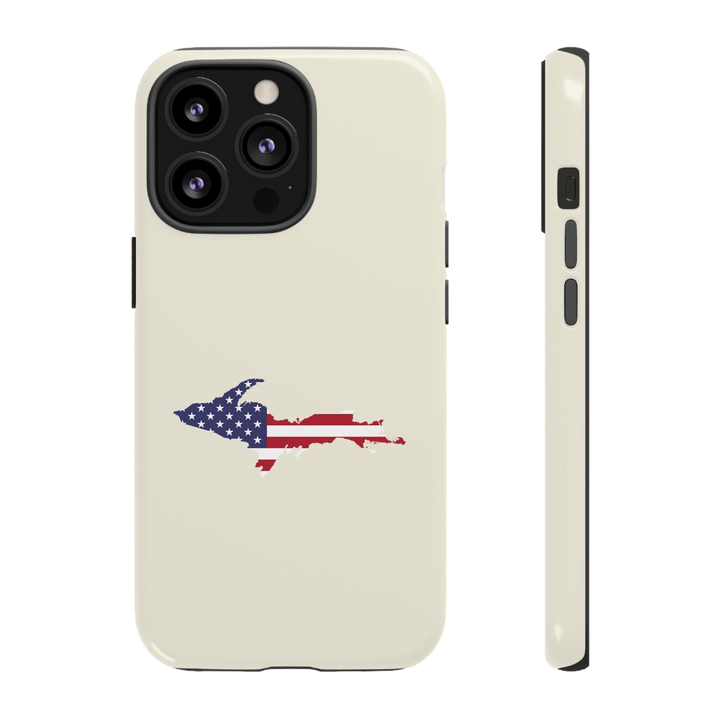 Michigan Upper Peninsula Tough Phone Case (Ivory Color w/ UP USA Outline) | Apple iPhone