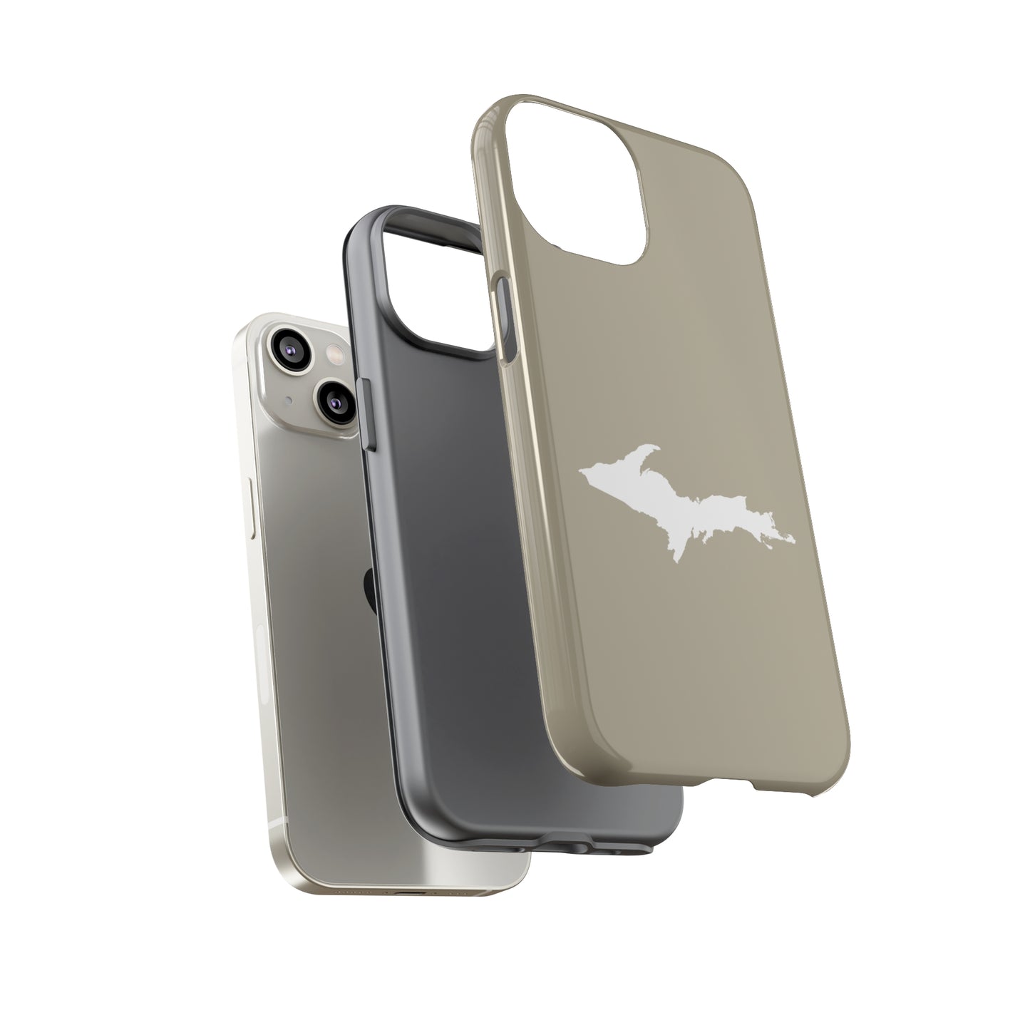 Michigan Upper Peninsula Tough Phone Case (Petoskey Stone Beige w/ UP Outline) | Apple iPhone