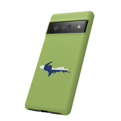 Michigan Upper Peninsula Tough Phone Case (Gooseberry Green w/ UP Finland Flag Outline) | Samsung & Pixel Android