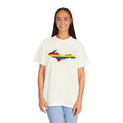 Michigan Upper Peninsula T-Shirt (w/ UP Pride Flag Outline) | Unisex Garment-Dyed