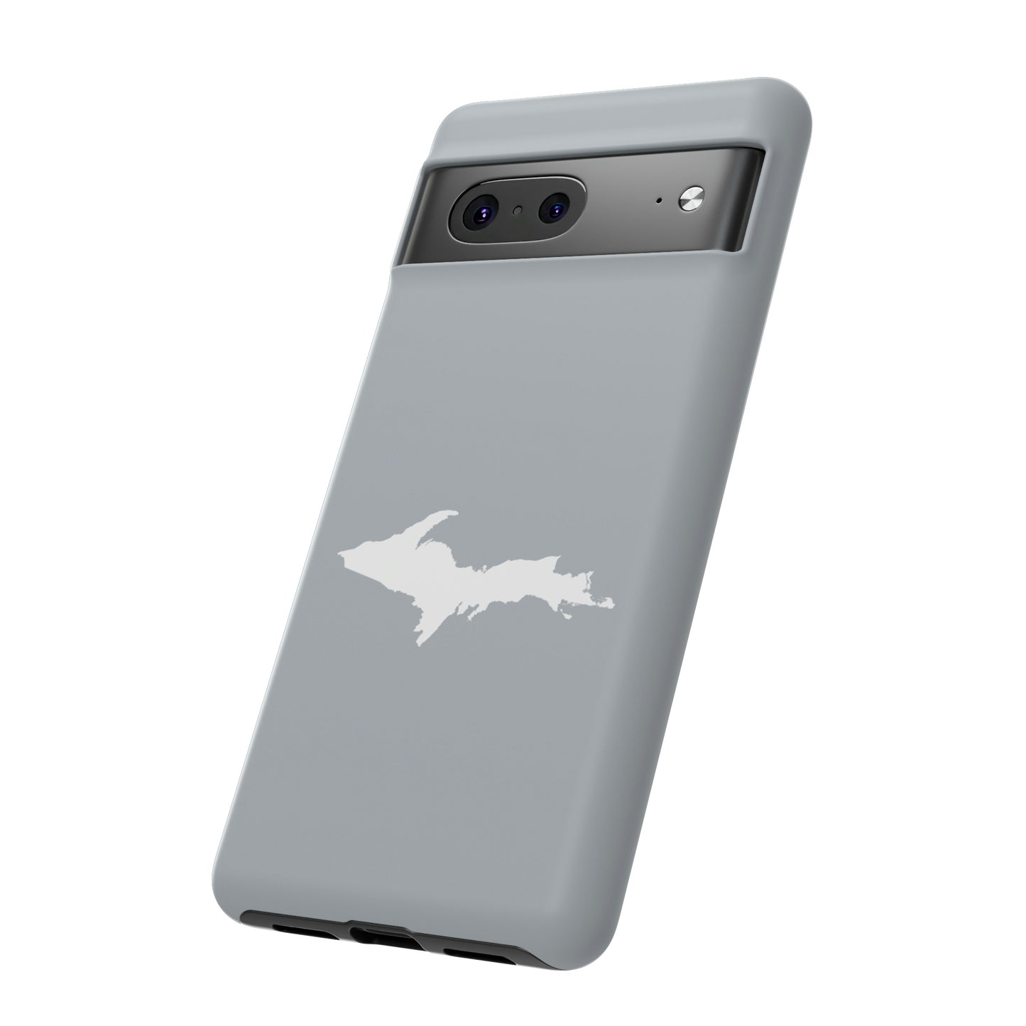 Michigan Upper Peninsula Tough Phone Case (Silver w/ UP Outline) | Samsung & Pixel Android