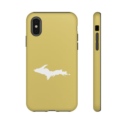 Michigan Upper Peninsula Tough Phone Case (Plum Yellow w/ UP Outline) | Apple iPhone