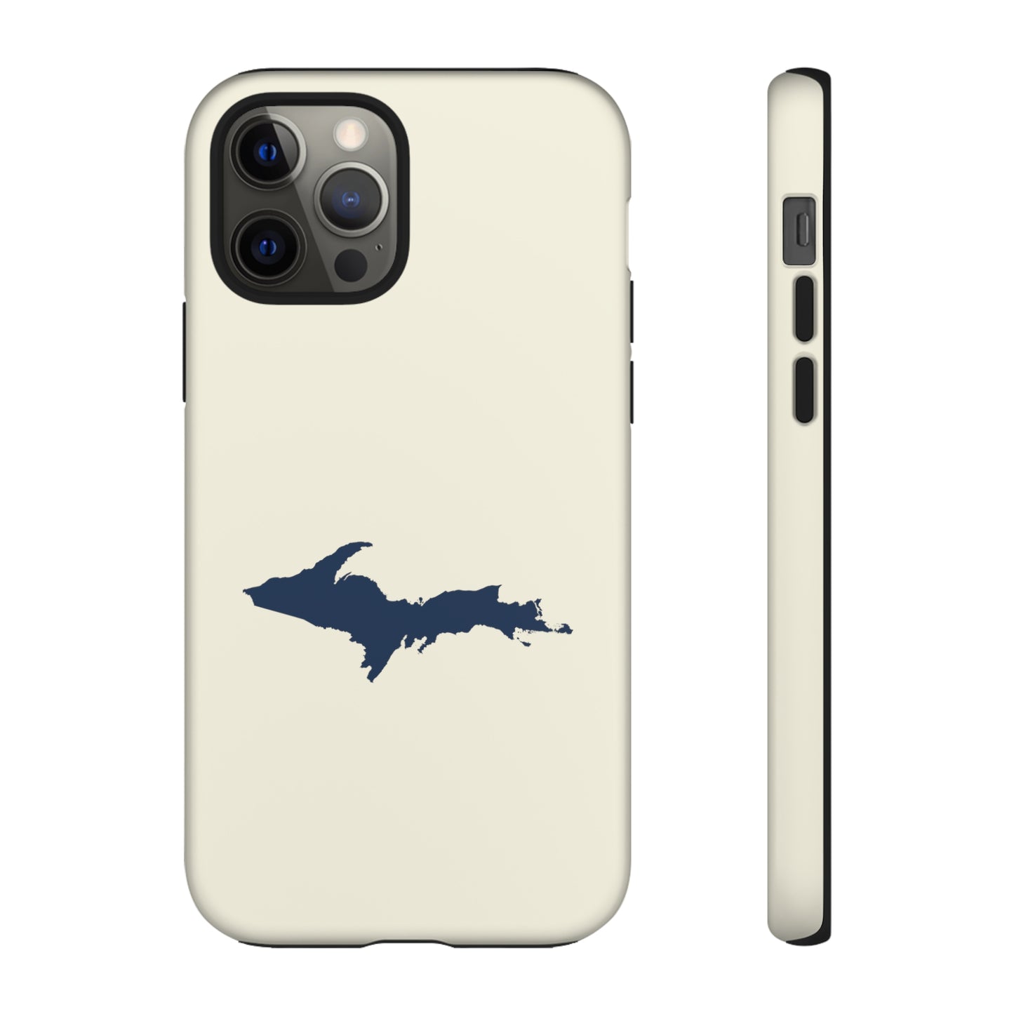 Michigan Upper Peninsula Tough Phone Case (Ivory w/ UP Outline) | Apple iPhone