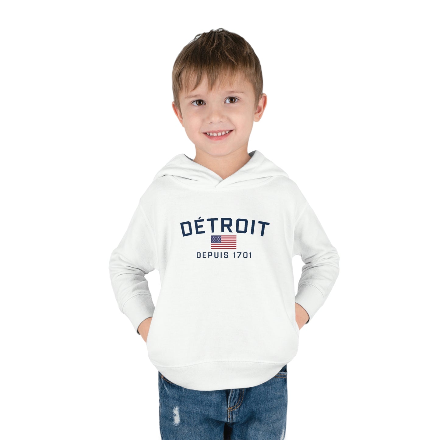 'Détroit Depuis 1701' Hoodie (w/USA Flag Outline) | Unisex Toddler