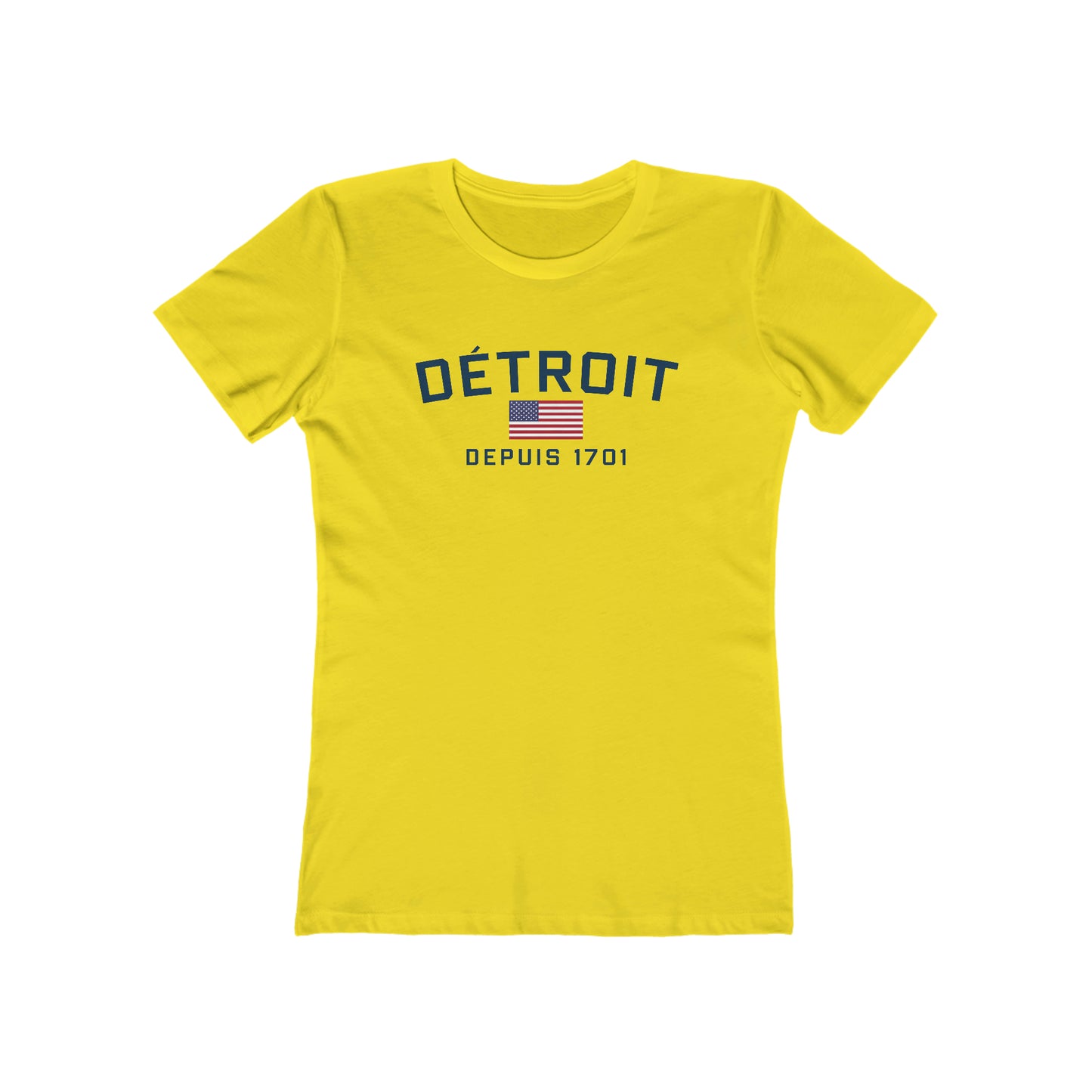 'Détroit Depuis 1701' T-Shirt (w/USA Flag Outline) | Women's Boyfriend Cut