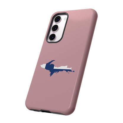 Michigan Upper Peninsula Tough Phone Case (Cherry Blossom Pink w/ UP Finland Flag Outline) | Samsung & Pixel Android