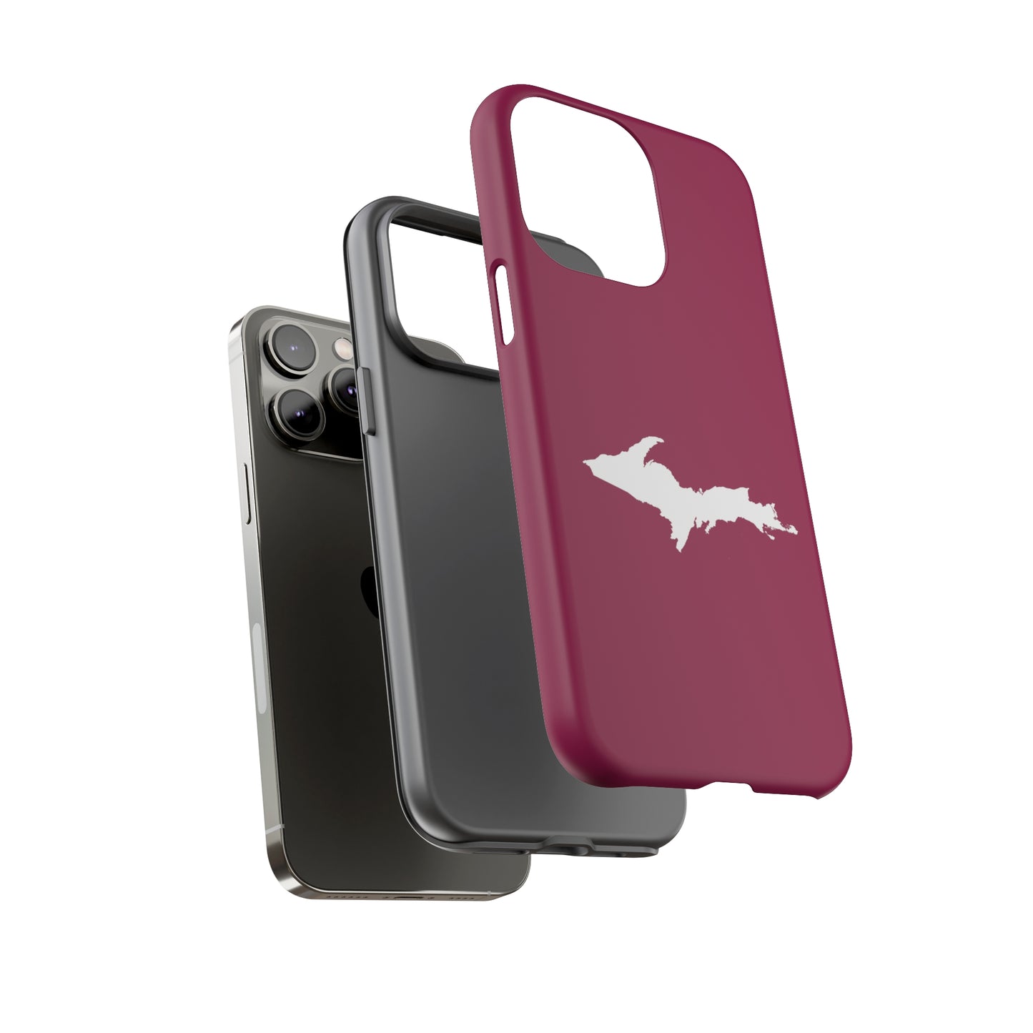 Michigan Upper Peninsula Tough Phone Case (Ruby Red w/ UP Outline) | Apple iPhone