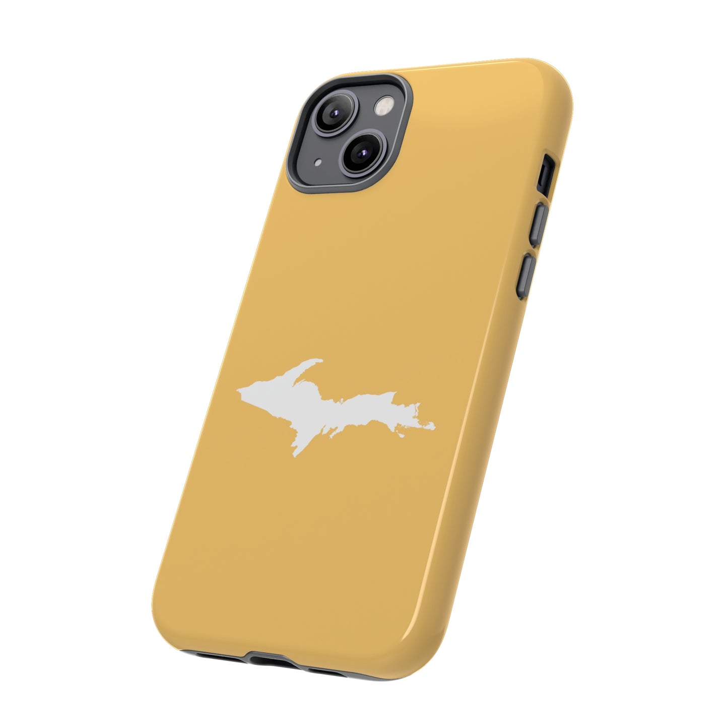 Michigan Upper Peninsula Tough Phone Case (Citrine Color w/ UP Outline) | Apple iPhone