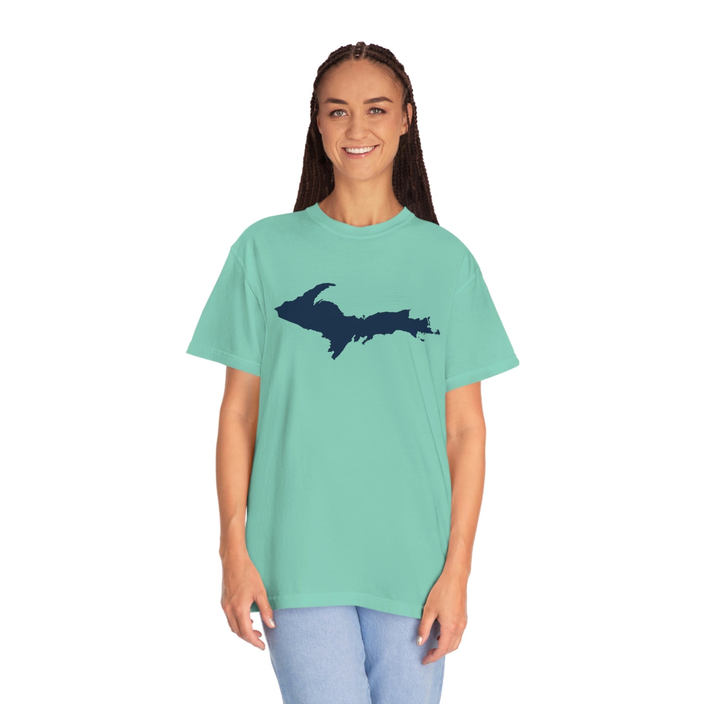 Michigan Upper Peninsula T-Shirt (w/ Navy UP Outline) | Unisex Garment-Dyed