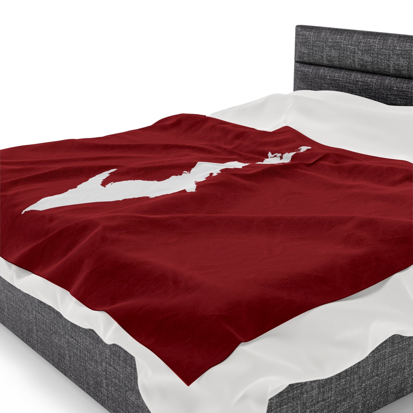 Michigan Upper Peninsula Plush Blanket (w/ UP Outline) | Thimbleberry Red