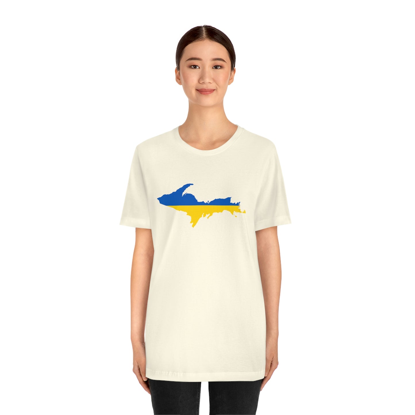 Michigan Upper Peninsula T-Shirt (w/ UP Ukraine Flag Outline) | Unisex Standard Fit