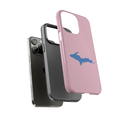 Michigan Upper Peninsula Tough Phone Case (Pink w/ Azure UP Outline) | Apple iPhone