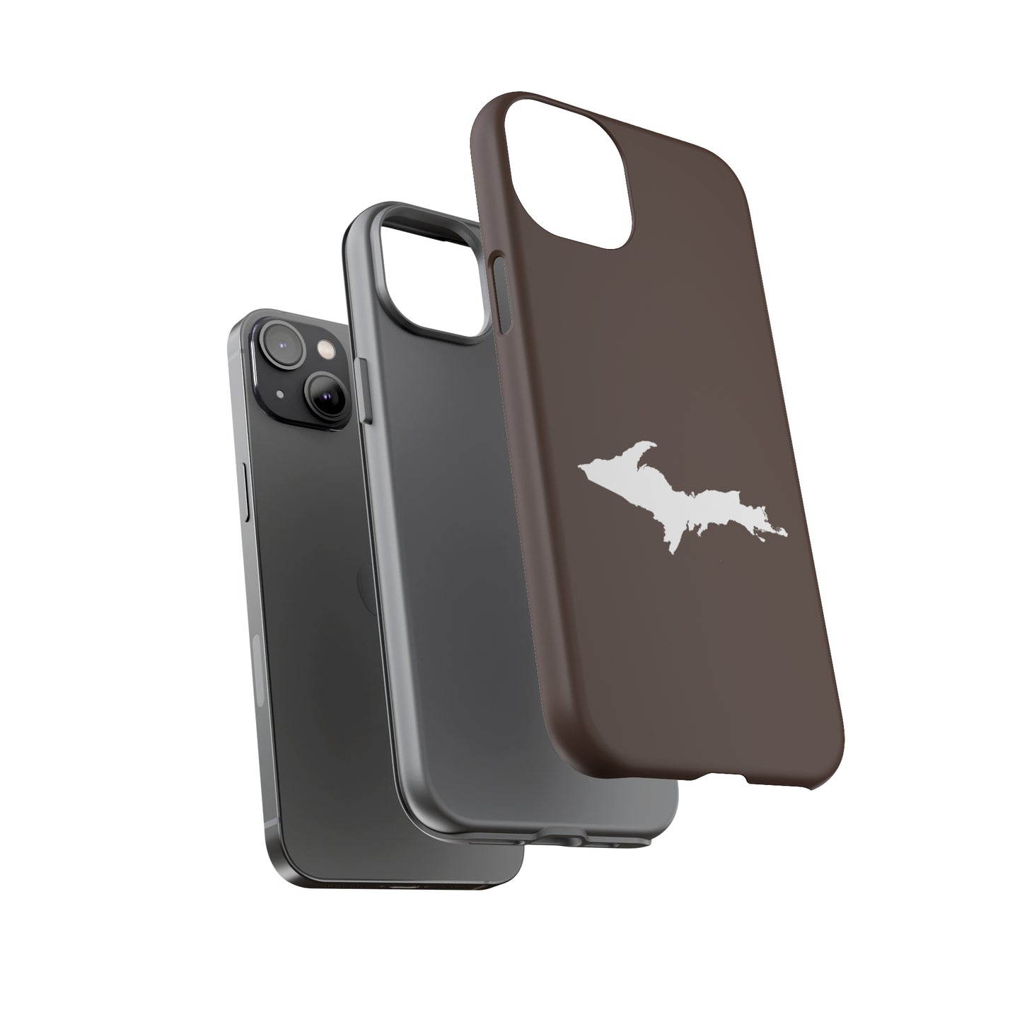 Michigan Upper Peninsula Tough Phone Case (Hickory Color w/ UP Outline) | Apple iPhone