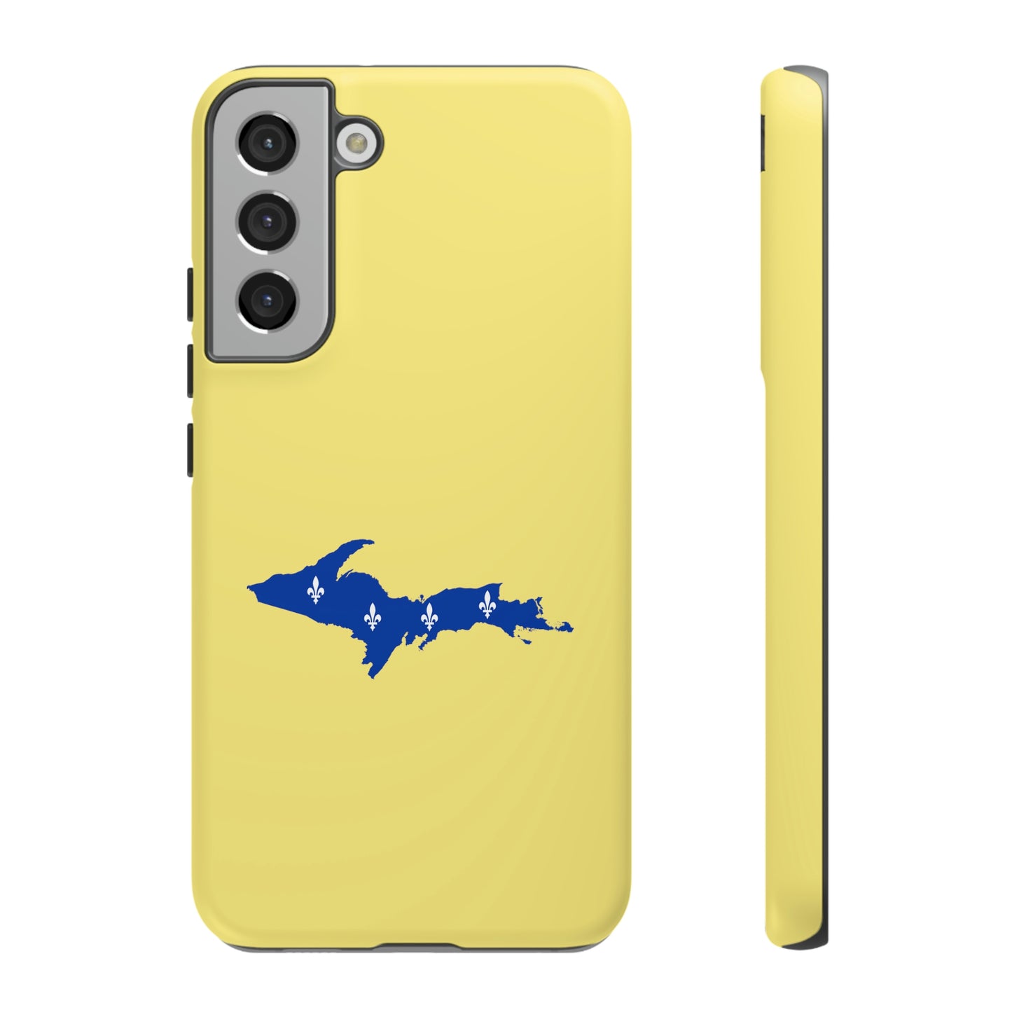 Michigan Upper Peninsula Tough Phone Case (Yellow Cherry Color w/ UP Quebec Flag Outline) | Samsung & Pixel Android