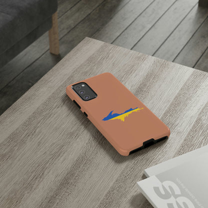 Michigan Upper Peninsula Tough Phone Case (Copper Color w/ UP Ukraine Flag Outline) | Samsung & Pixel Android