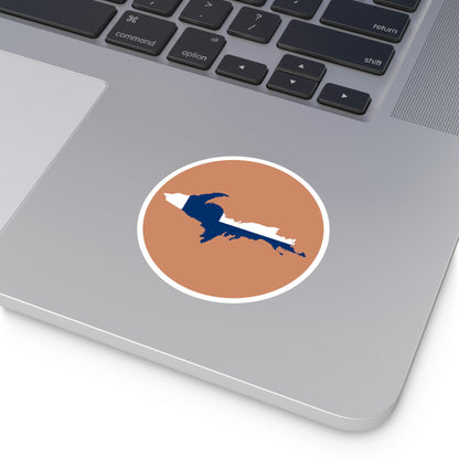 Michigan Upper Peninsula Round Stickers (Copper w/ UP Finland Flag Outline) | Indoor\Outdoor