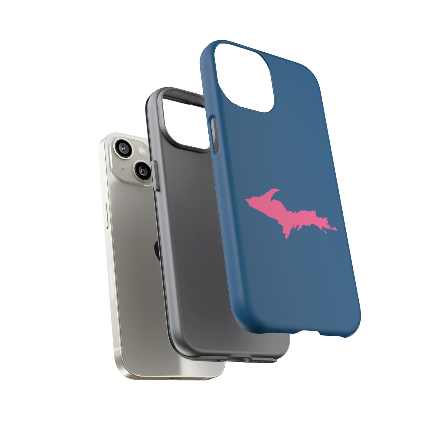 Michigan Upper Peninsula Tough Phone Case (Blueberry w/ Pink UP Outline) | Apple iPhone