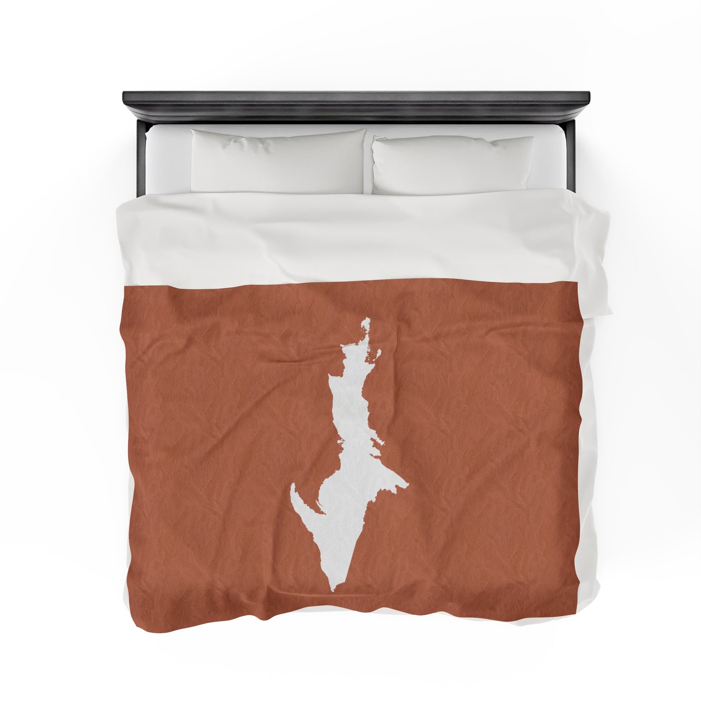 Michigan Upper Peninsula Plush Blanket (w/ UP Outline) | Copper Color