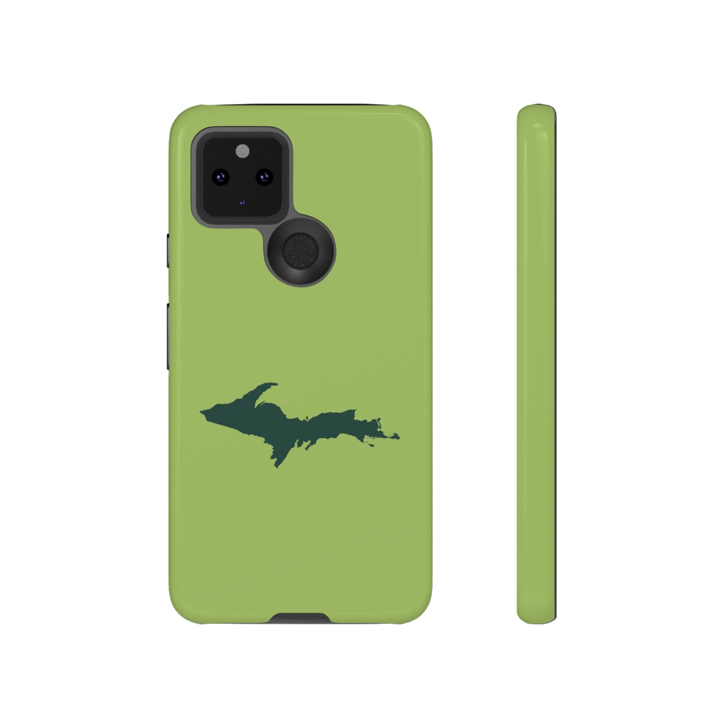 Michigan Upper Peninsula Tough Phone Case (Gooseberry Green w/ Green UP Outline) | Samsung & Pixel Android