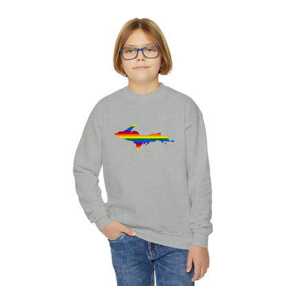 Michigan Upper Peninsula Youth Sweatshirt (w/ UP Pride Flag Outline)