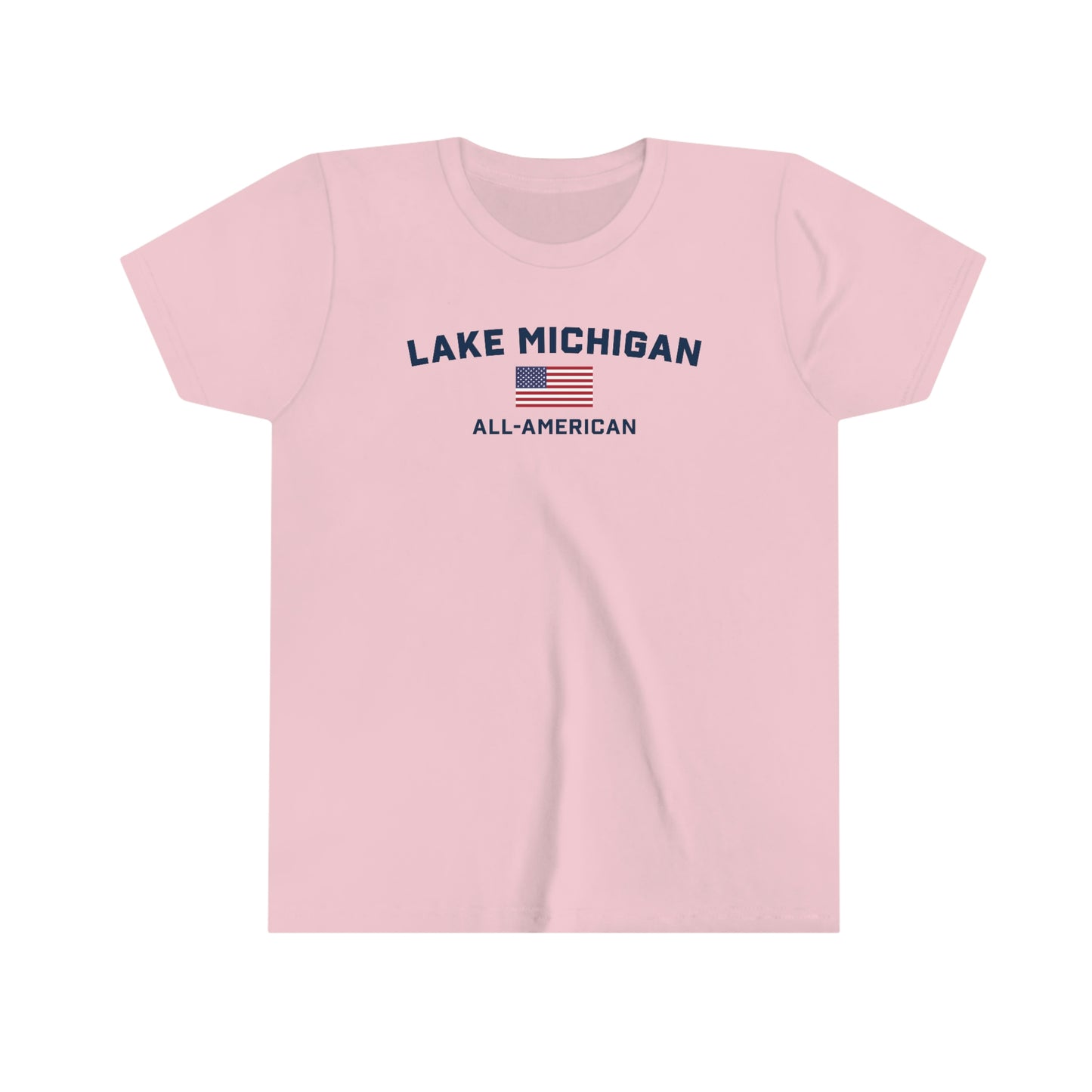 'Lake Michigan All-American' T-Shirt (w/USA Flag Outline) | Youth Short Sleeve