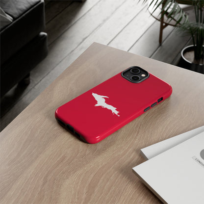 Michigan Upper Peninsula Tough Phone Case (Lighthouse Red w/ UP Outline) | Apple iPhone