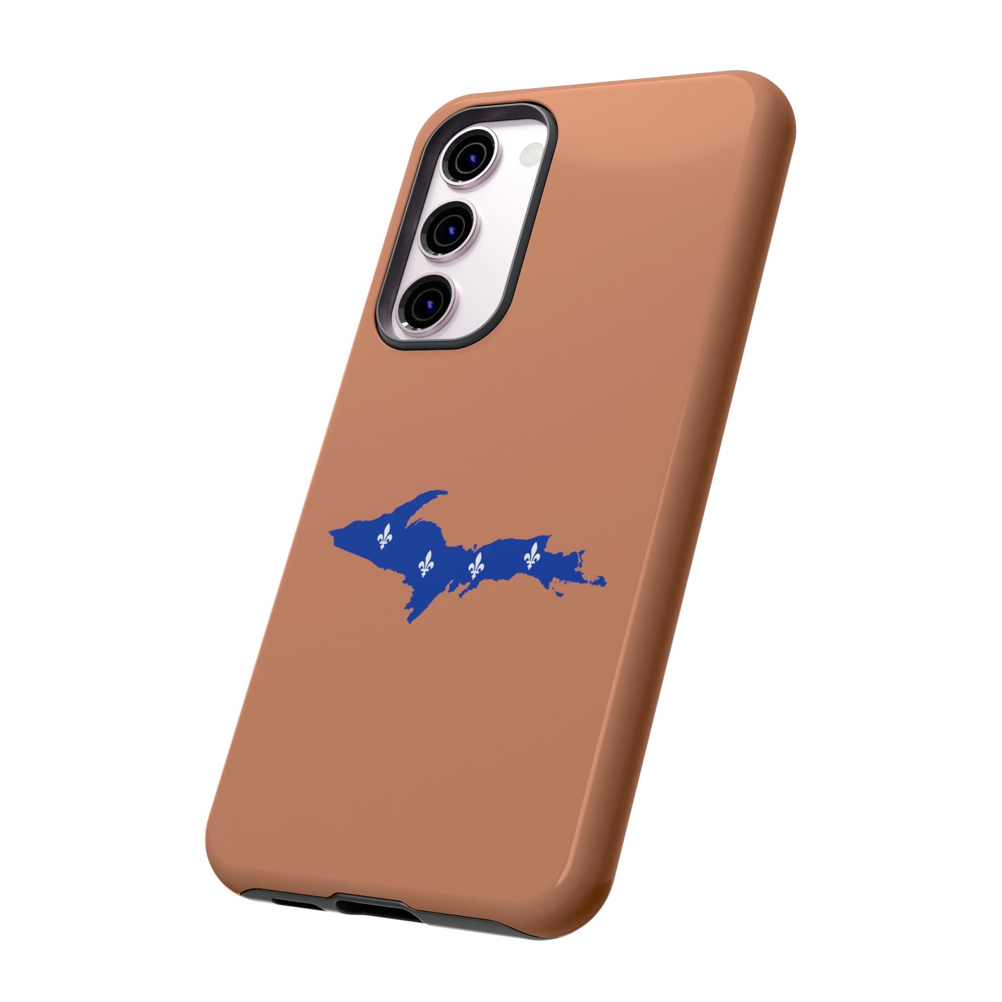 Michigan Upper Peninsula Tough Phone Case (Copper Color w/ UP Quebec Flag Outline) | Samsung & Pixel Android