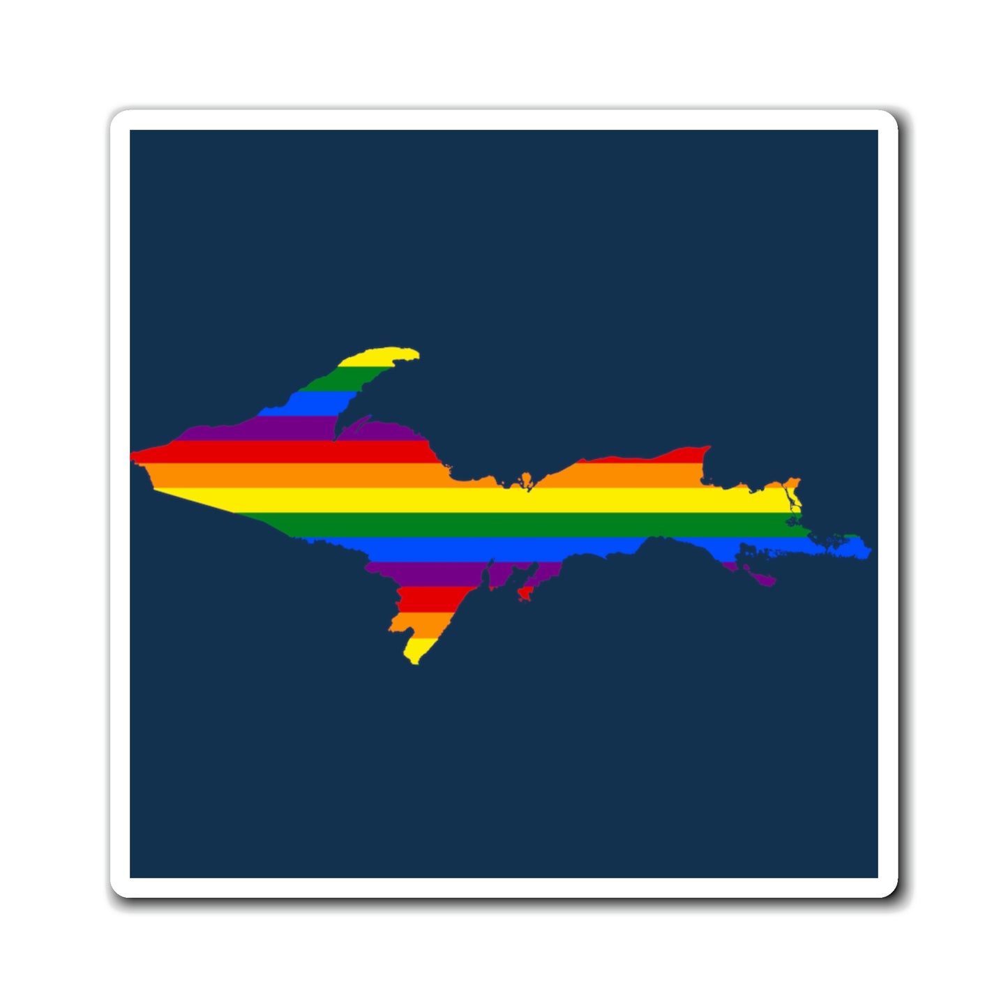 Michigan Upper Peninsula Square Magnet (Navy w/ UP USA Flag Outline)