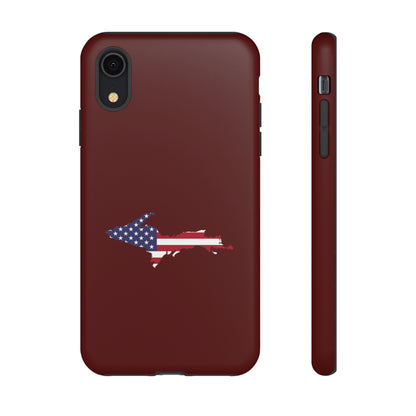 Michigan Upper Peninsula Tough Phone Case (Cherrywood Color w/ UP USA Outline) | Apple iPhone