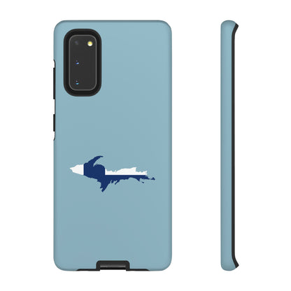 Michigan Upper Peninsula Tough Phone Case (Opal Blue w/ UP Finland Flag Outline) | Samsung & Pixel Android