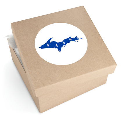 Michigan Upper Peninsula Round Stickers (w/ UP Quebec Flag Outline) | Indoor\Outdoor