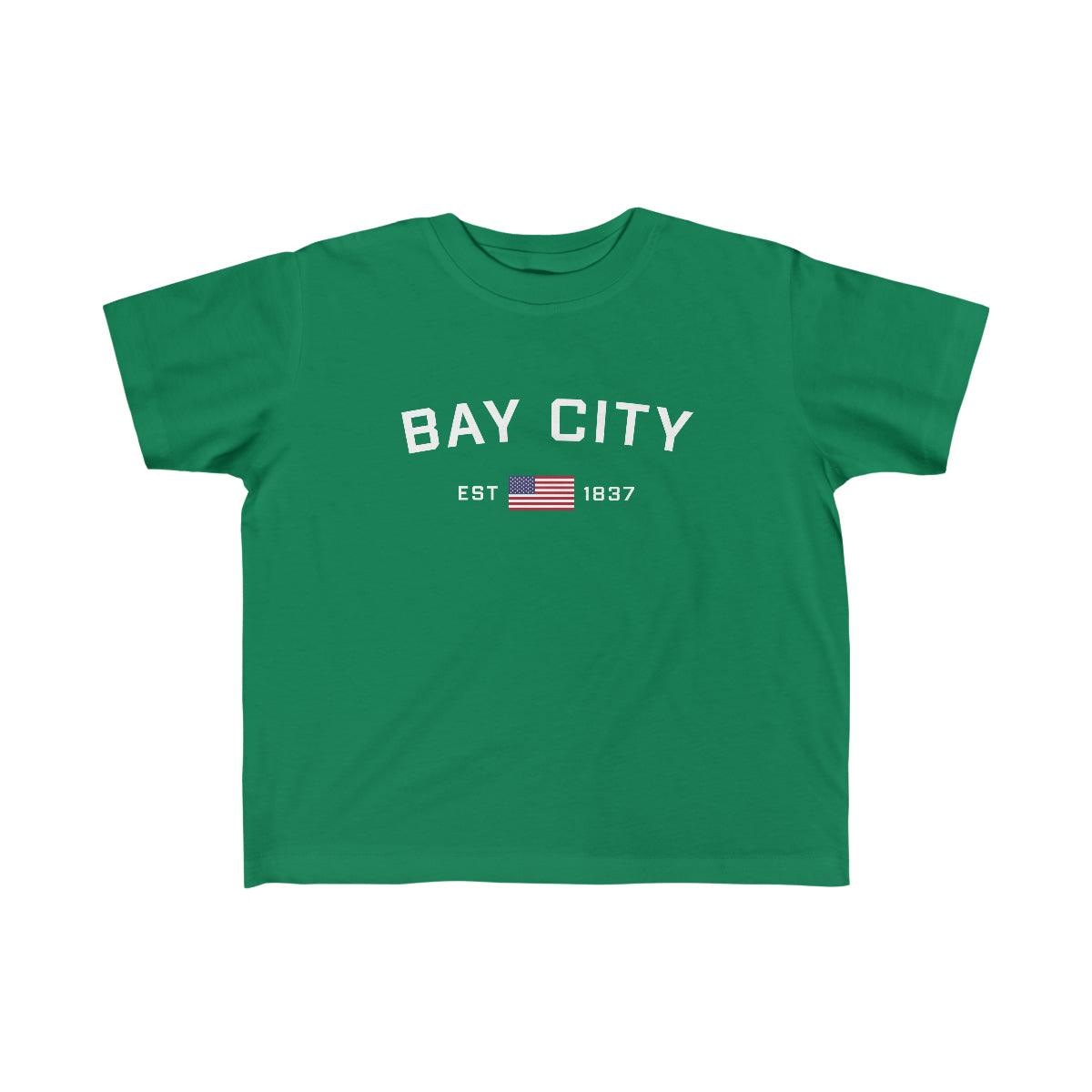 'Bay City EST 1837 ' T-Shirt  (w/USA Flag Font) | Toddler Short Sleeve - Circumspice Michigan