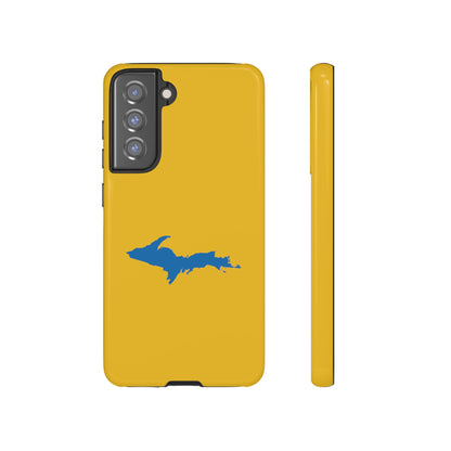 Michigan Upper Peninsula Tough Phone Case (Gold w/ Azure UP Outline) | Samsung & Pixel Android