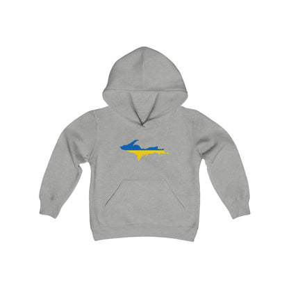 Michigan Upper Peninsula Hoodie (w/ UP Ukraine Flag Outline)| Unisex Youth