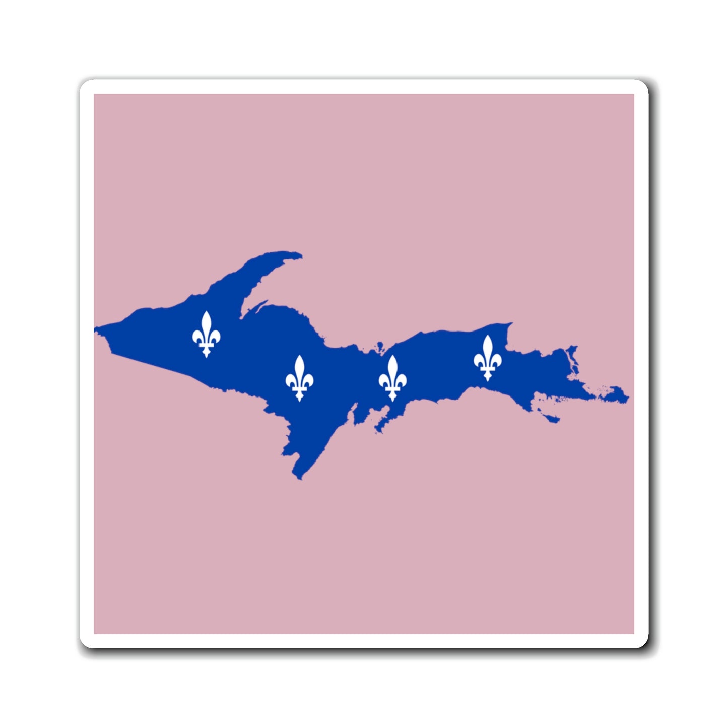 Michigan Upper Peninsula Square Magnet (Pink w/ UP Quebec Flag Outline)