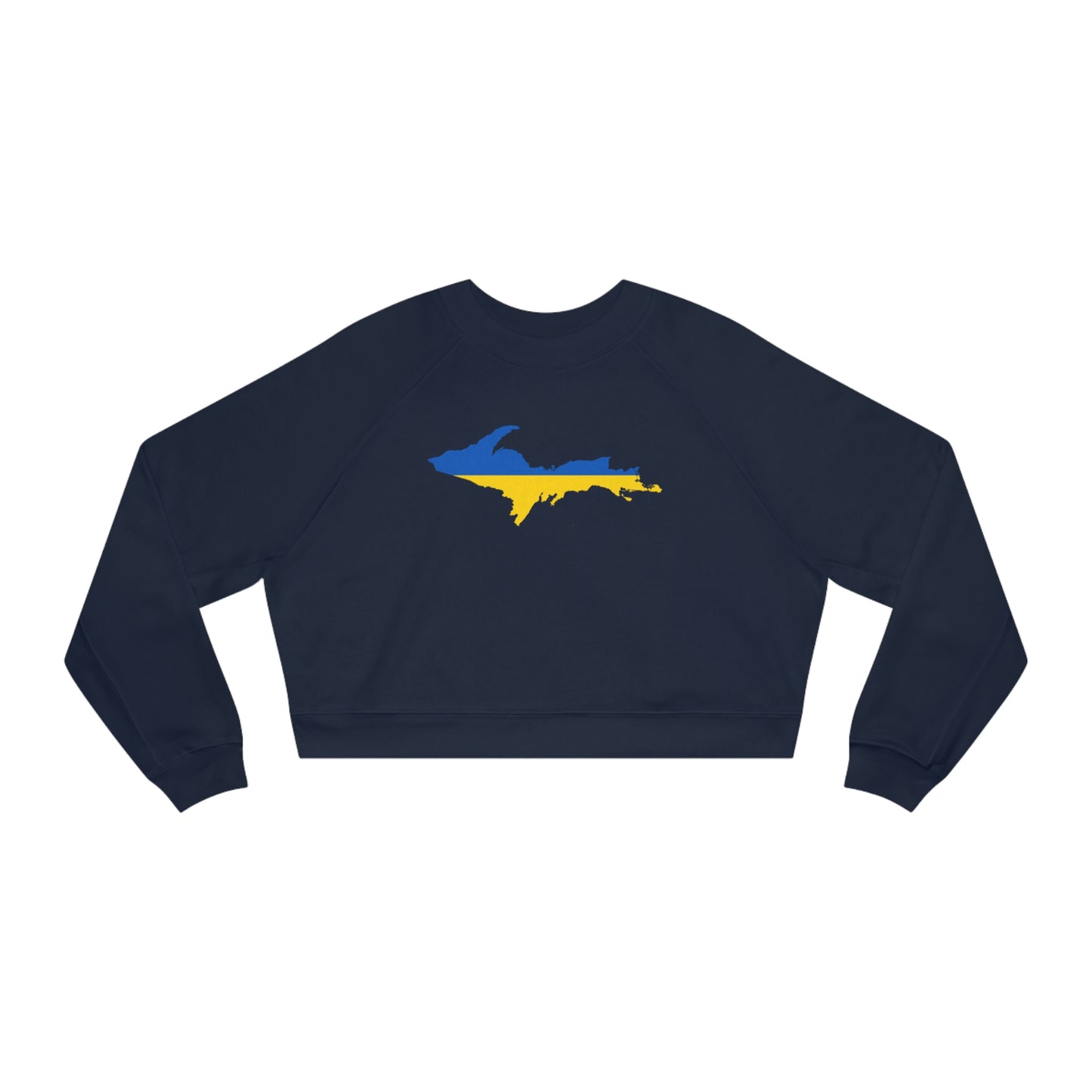 Michigan Upper Peninsula Sweatshirt (w/ UP Ukraine Flag Outline) | Cropped Mid-Length