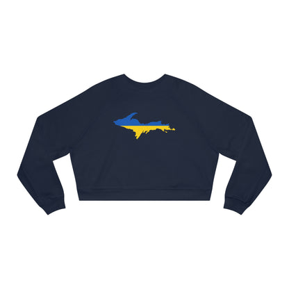 Michigan Upper Peninsula Sweatshirt (w/ UP Ukraine Flag Outline) | Cropped Mid-Length