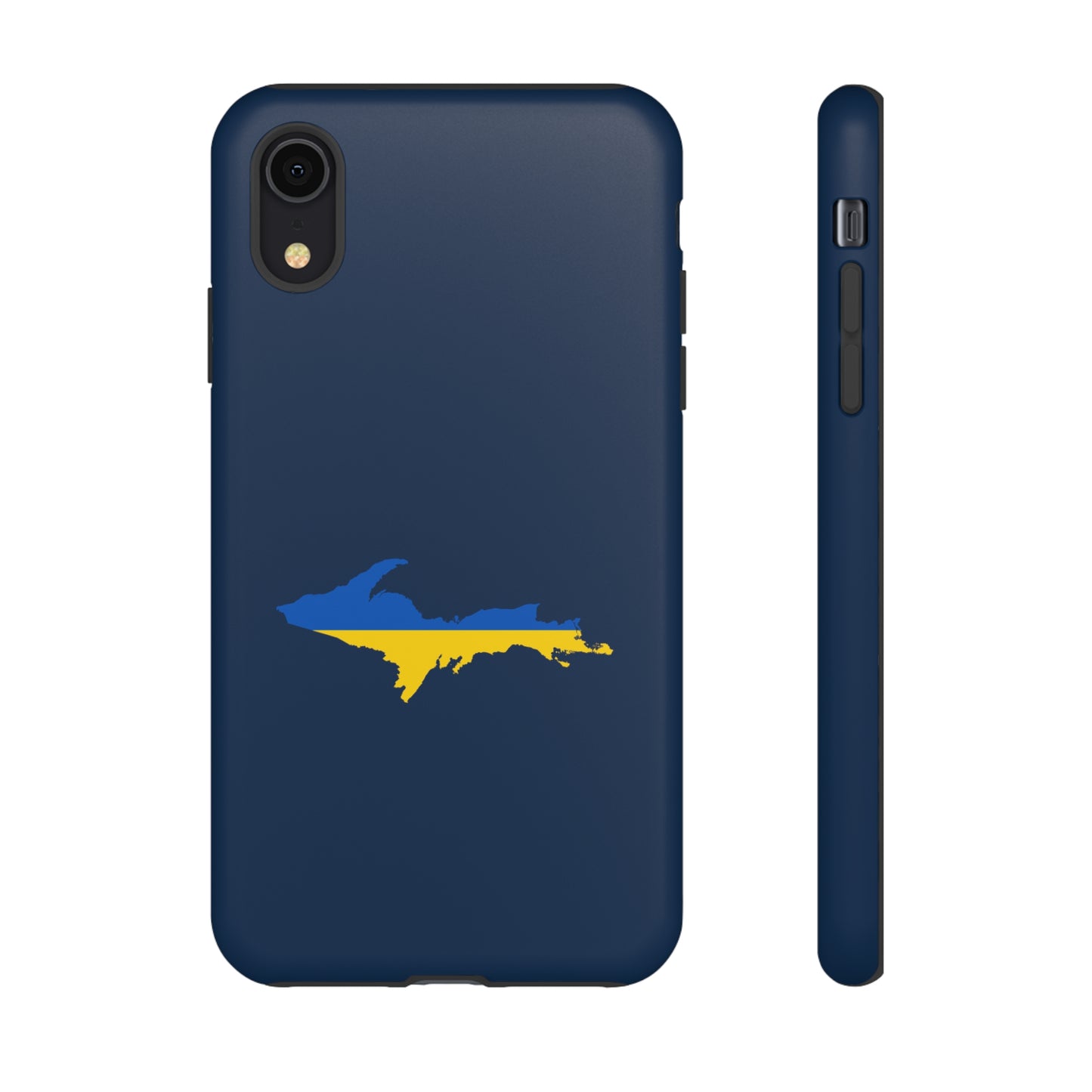 Michigan Upper Peninsula Tough Phone Case (Navy w/ UP Ukraine Flag Outline) | Apple iPhone