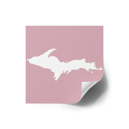 Michigan Upper Peninsula Square Sticker (Pink w/ UP Outline) | Indoor/Outdoor