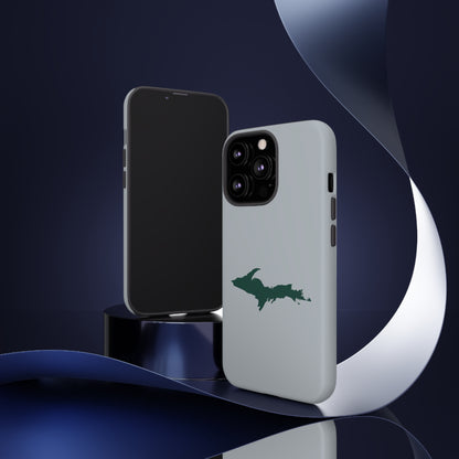 Michigan Upper Peninsula Tough Phone Case (Silver w/ Green UP Outline) | Apple iPhone