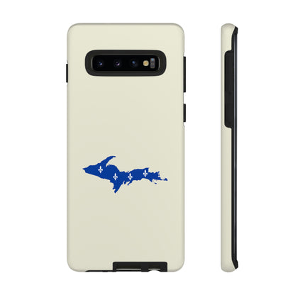 Michigan Upper Peninsula Tough Phone Case (Ivory Color w/ UP Quebec Flag Outline) | Samsung & Pixel Android