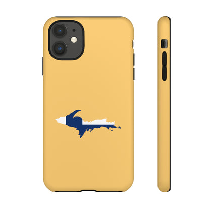 Michigan Upper Peninsula Tough Phone Case (Citrine w/ UP Finland Flag Outline) | Apple iPhone