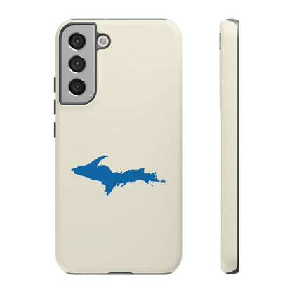 Michigan Upper Peninsula Tough Phone Case (Ivory Color w/ Azure UP Outline) | Samsung & Pixel Android