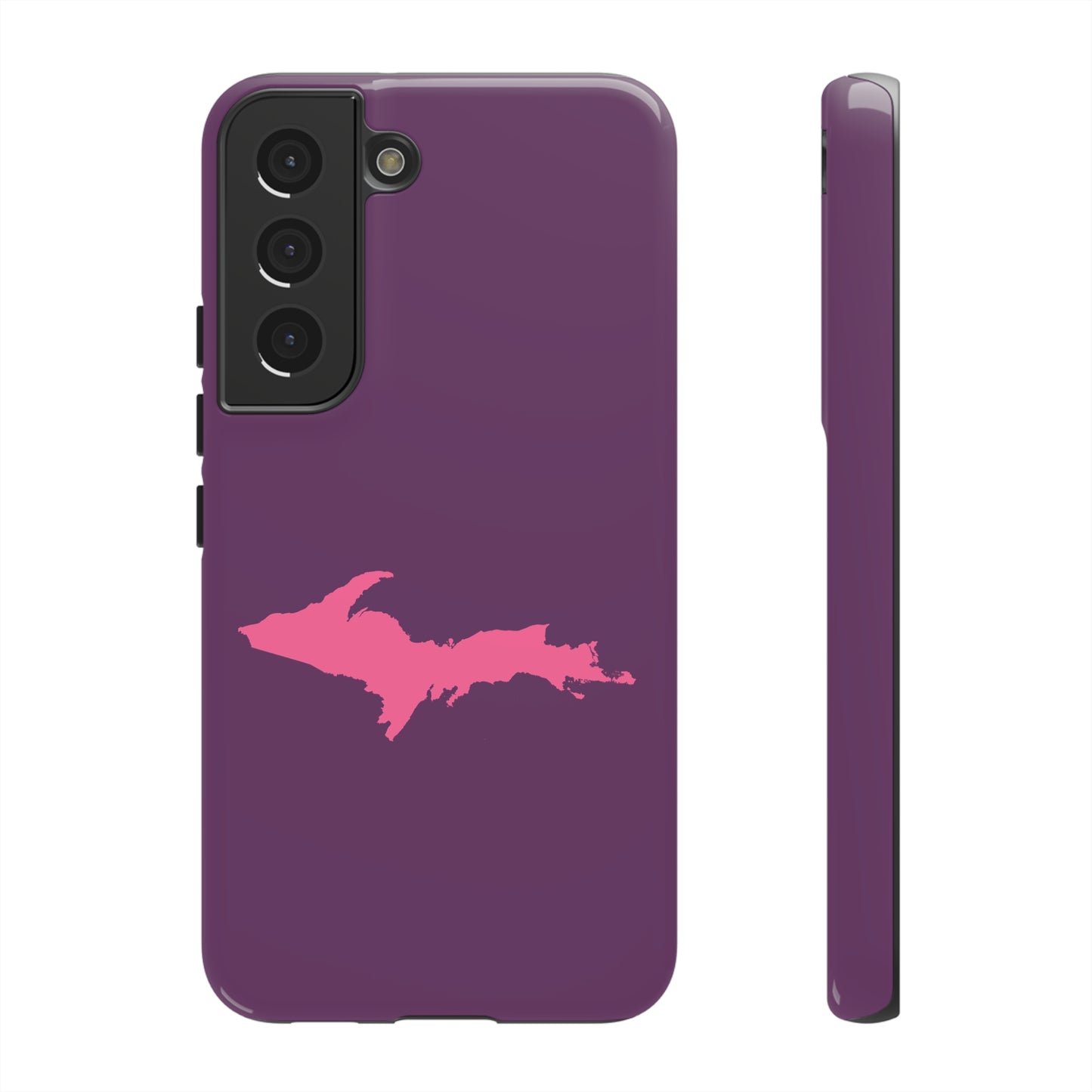 Michigan Upper Peninsula Tough Phone Case (Plum w/ Pink UP Outline) | Samsung & Pixel Android